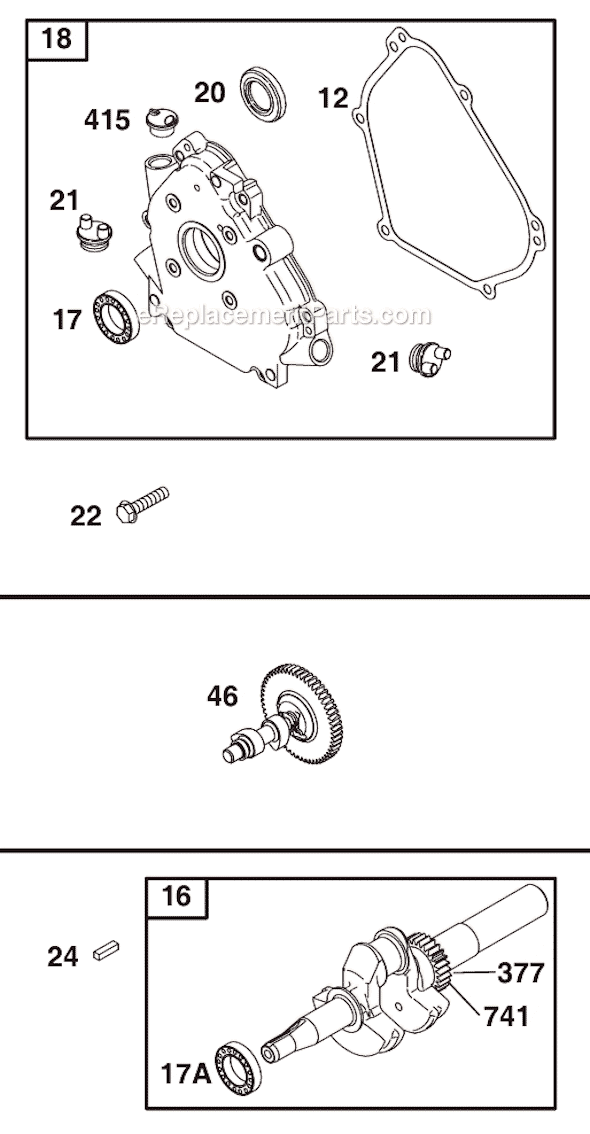 Page D Diagram and Parts List for 124435SERIES 8101 Briggs and Stratton Engine